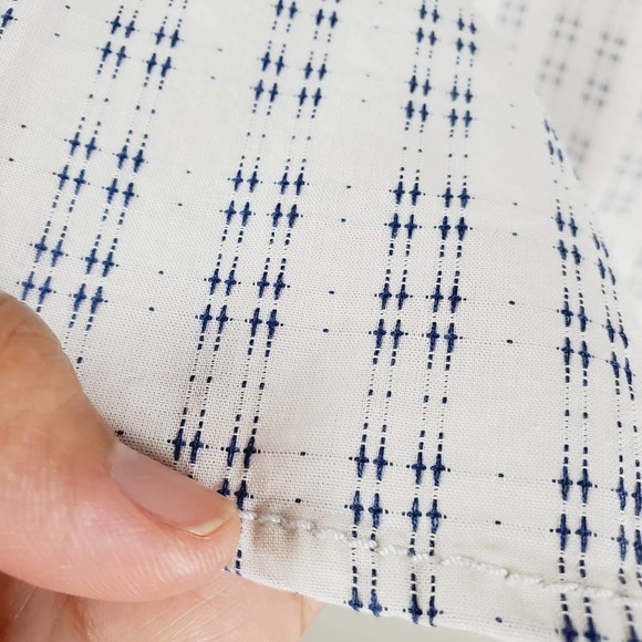 INC Style Oatmeal Faux Leather Trim Button-up Top - Picture 7 of 12